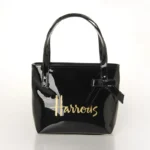 Black PVC Bow Tote Bag for Women – Stylish Daily Use Handbag..