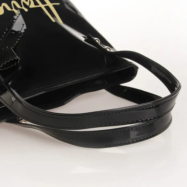 Black PVC Bow Tote Bag for Women – Stylish Daily Use Handbag