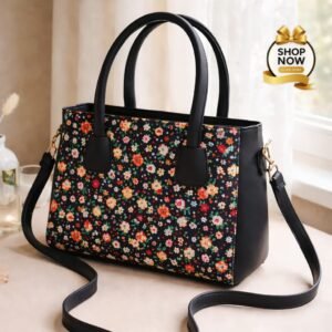 Women’s Floral Print Shoulder Bag with Detachable Strap