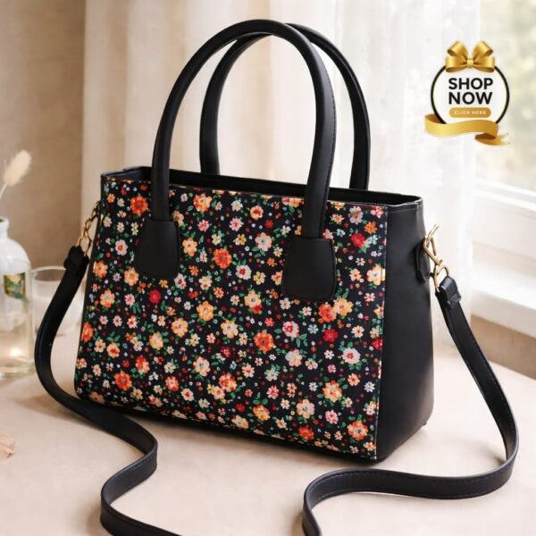 Women’s Floral Print Shoulder Bag with Detachable Strap