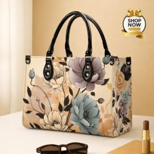 Premium Floral Print Tote Bag – Elegant Handcrafted Shoulder Bag with Top Handles - Skin