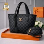 Women’s LV Print Handbag Set With Small Bag Stylish Leatherette Design Brown Box Print