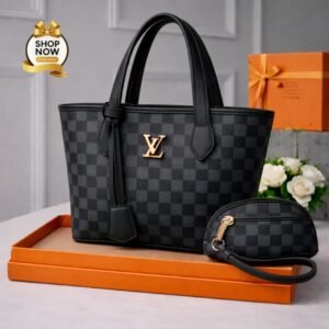 Women’s LV Print Handbag Set With Small Bag Stylish Leatherette Design Brown Box Print